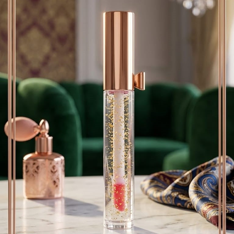 Luxury PiFormulank Glossy Lip Oil With Gold Flakes High Shine Moisturizing