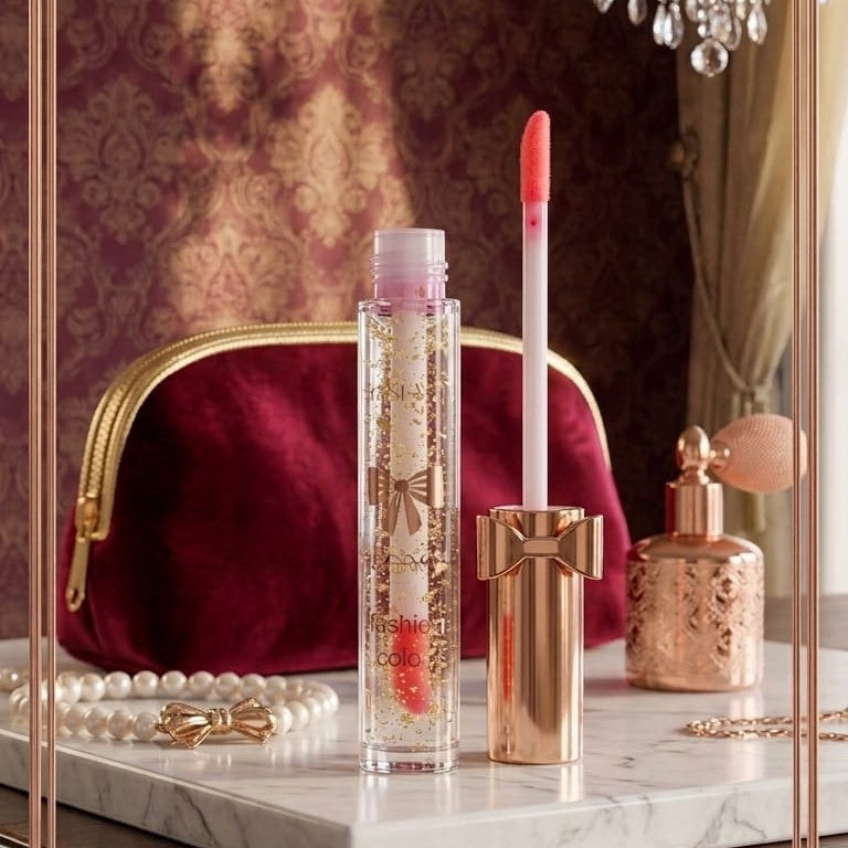 Luxury PiFormulank Glossy Lip Oil With Gold Flakes High Shine Moisturizing