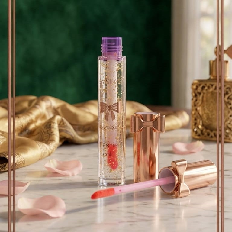 Luxury PiFormulank Glossy Lip Oil With Gold Flakes High Shine Moisturizing